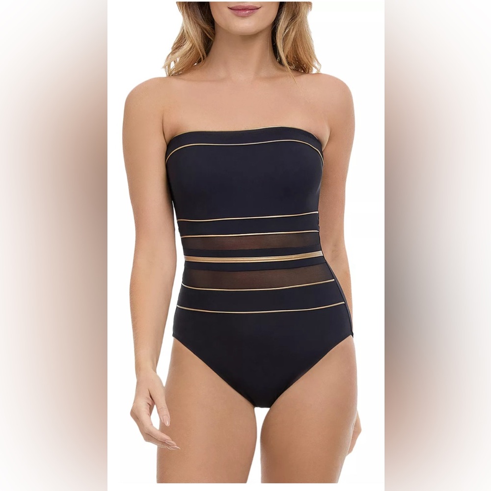 Gottex Bandeau One Piece Swimsuit | Blkgold | 12